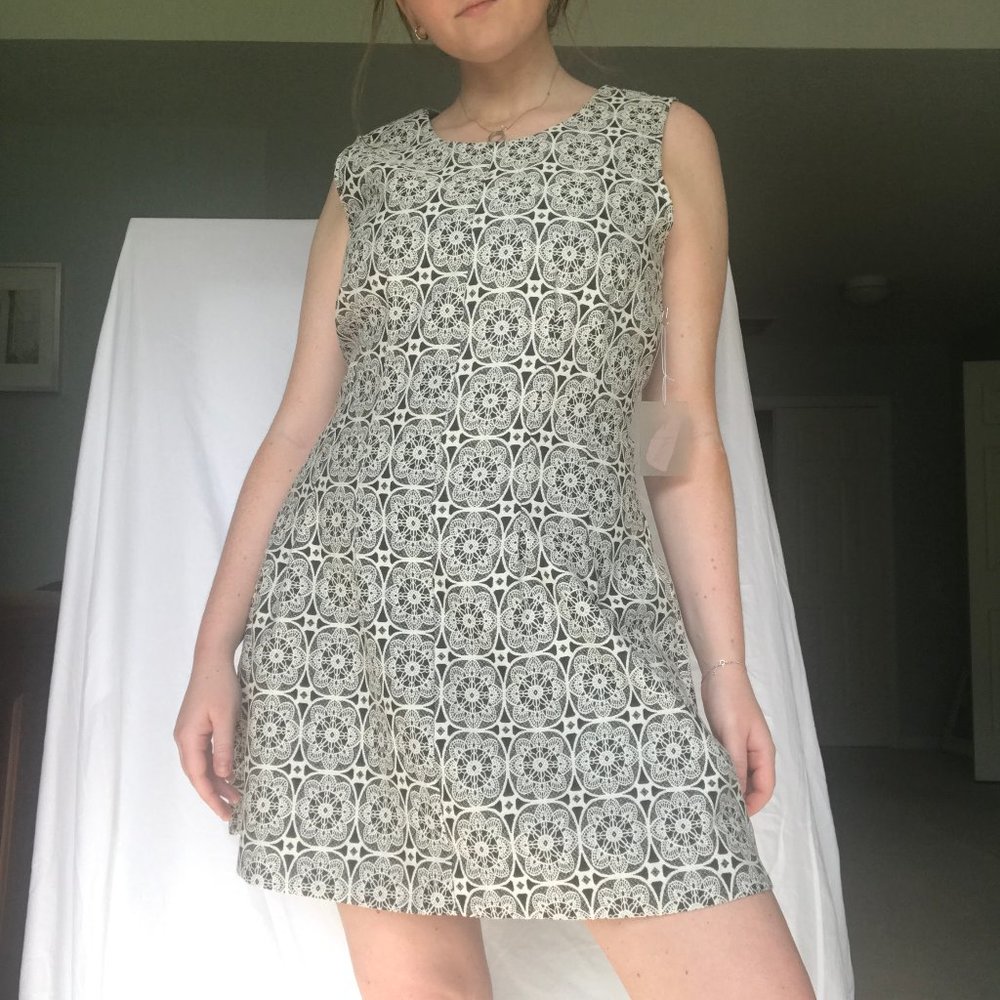 Black & White Structured A-Line Mini Dress